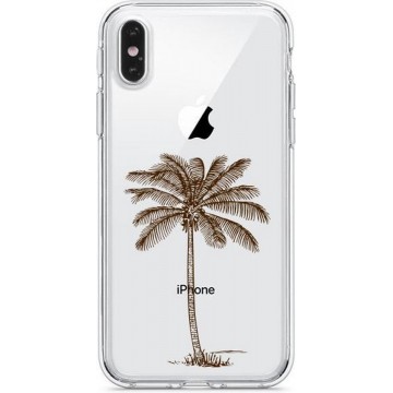 Apple Iphone X / XS Transparant siliconen hoesje met palmboom