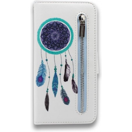 Huawei P30 Hoesje - Portemonnee Hoesje met Print & Rits Vakje - Kaarthouder & Magneetlipje - Dreamcatcher