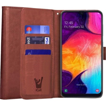 Samsung A30s Hoesje - Samsung Galaxy A30s Hoesje Book Case Leer Wallet - Bruin