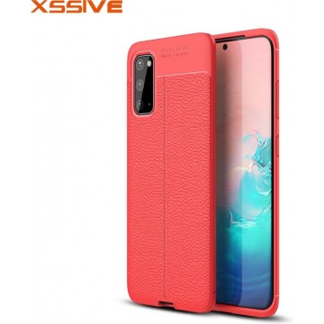 Xssive Leder look TPU Cover voor Samsung Galaxy A11  - Rood