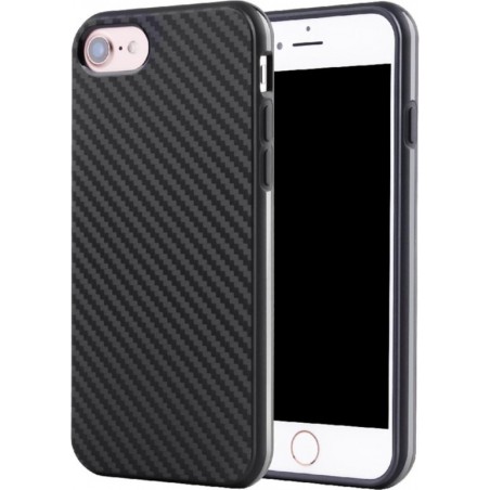 Luxe Carbon Backcover voor Apple iPhone 7 - iPhone 8 - Zwart - Soft TPU