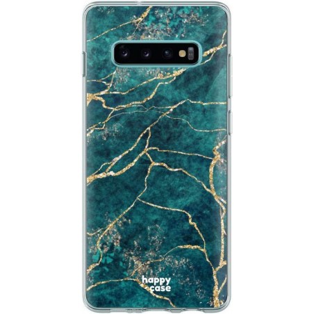 HappyCase Galaxy S10 Flexibel TPU Hoesje Aqua Marmer Print