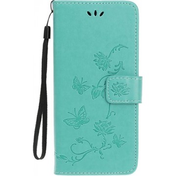 Shop4 - Samsung Galaxy S20 Hoesje - Wallet Case Bloemen Vlinder Groen
