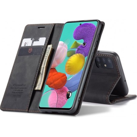 CASEME Wallet Hoesje voor Samsung Galaxy A51 - Zwart