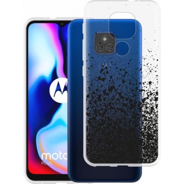iMoshion Design voor de Motorola Moto E7 Plus / G9 Play hoesje - Spetters - Zwart