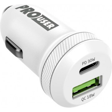 Pro User 24W Dual USB Car Charger, Wit