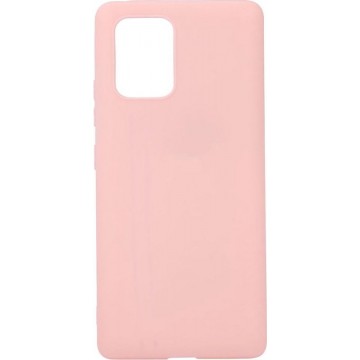 Shop4 - Samsung Galaxy S10 Lite Hoesje - Zachte Back Case Mat Licht Roze