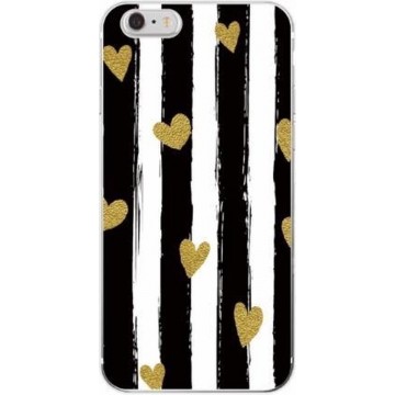 iPhone 6 / 6s telefoonhoesje hartjes zwart wit goud softcase