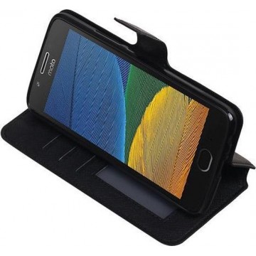 BestCases.nl Zwart Motorola Moto G5 Plus TPU wallet case booktype hoesje HM Book