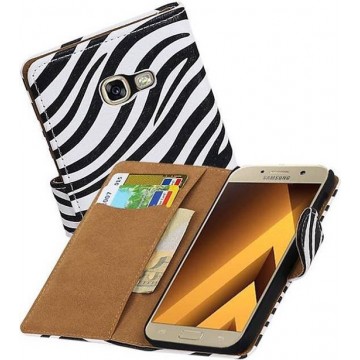 Zebra Bookstyle Hoes voor Galaxy A3 (2016) A310F Zebra Wit
