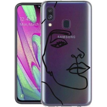 iMoshion Design voor de Samsung Galaxy A40 hoesje - Abstract Gezicht - Zwart