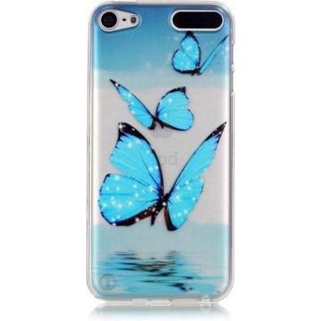 GadgetBay Doorzichtig beschermhoesje iPod Touch 5 6 7 Blauwe vlinders TPU case