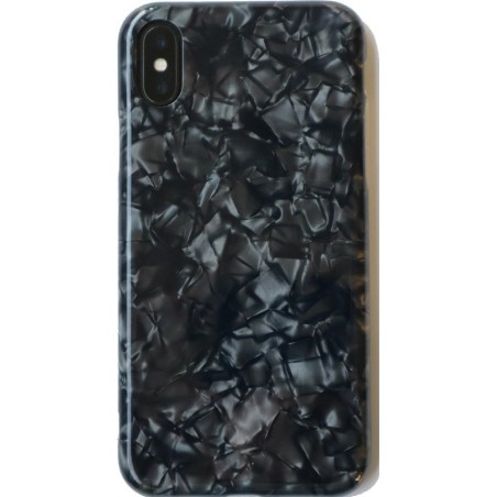 Luxe Glitter case voor Apple iPhone X - iPhone XS -  hoogwaardig TPU hoesje - diamanten patroon cover - softcase zwart