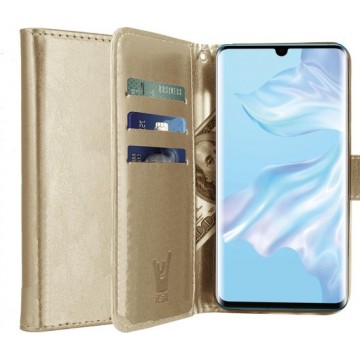 iCall - Huawei P30 Pro Hoesje - Lederen TPU Book Case Portemonnee Flip Wallet - Goud