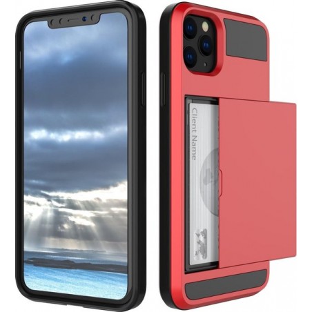 iPhone 11 Pro Hoesje Pasjeshouder + Screenprotector - Rood