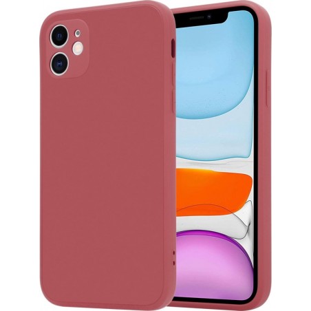 ShieldCase iPhone 11 vierkante silicone case - donkerrood