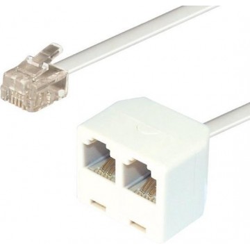 Transmedia RJ11 (m) - 2x RJ11 (v) telefoon splitter kabel / wit - 5 meter