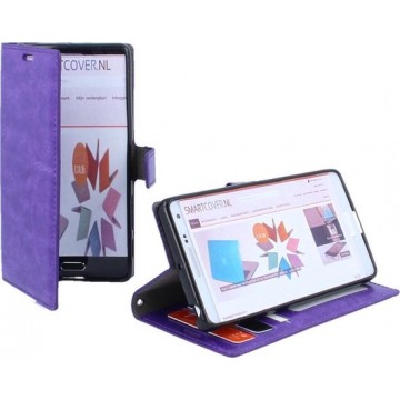 Sony Xperia X Luxury PU Leather Flip Case With Wallet & Stand Function Paars Purple
