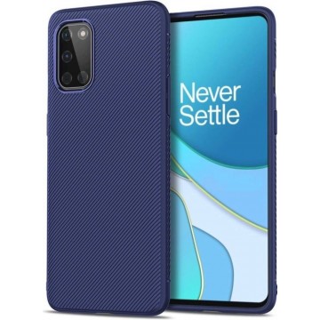 OnePlus 8T Hoesje Twill Slim Texture Back Cover Blauw