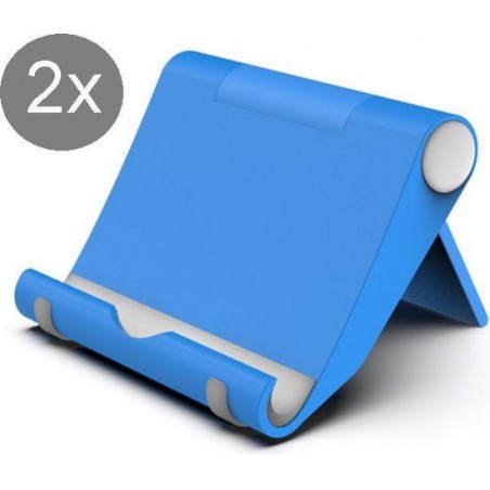 2x Tablet en Telefoon verstelbare Houder - telefoonhouder 2x - Tablethouder - Telefoonhouder bureau - Blauw (2 Stuks)