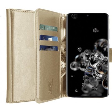 Samsung S20 Ultra Hoesje - Samsung Galaxy S20 Ultra Hoesje Book Case Leer Wallet - Goud
