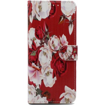 Apple iPhone 5, 5s & SE Hoesje met Print - Portemonnee Book Case - Kaarthouder & Magneetlipje - Roses
