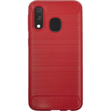 BMAX Carbon soft case hoesje voor Samsung Galaxy A40 / Soft cover / Telefoonhoesje / Beschermhoesje / Telefoonbescherming - Rood