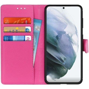 Samsung Galaxy S21 Hoesje met Pasjes Book Case Kunstleer Roze