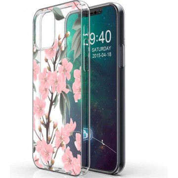 Design voor de iPhone 12, iPhone 12 Pro hoesje - Bloem - roze / groen