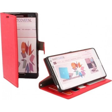 Sony Xperia X Luxury PU Leather Flip Case With Wallet & Stand Function Rood Red