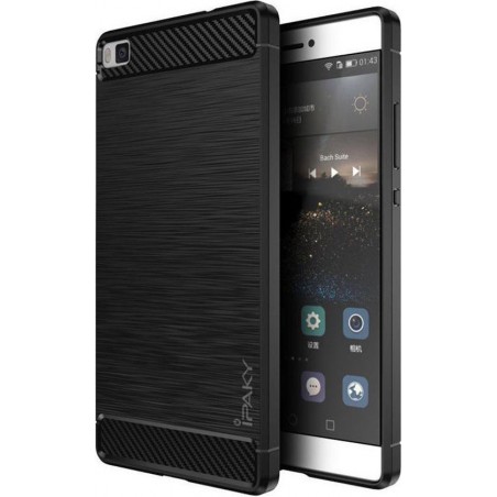 IPAKY Geborsteld TPU Hoesje Huawei Ascend P8 Lite Zwart