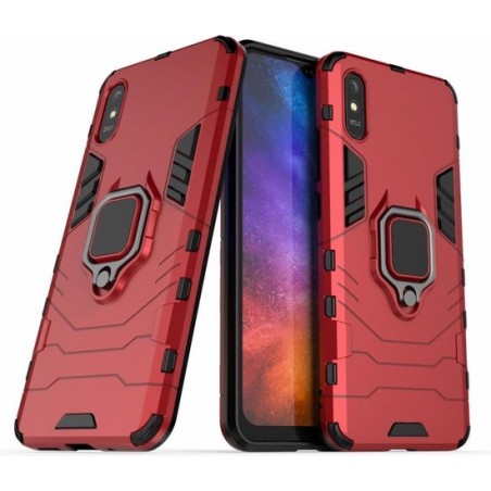 Xiaomi Redmi 9A Robuust Kickstand Shockproof Rood Cover Case Hoesje