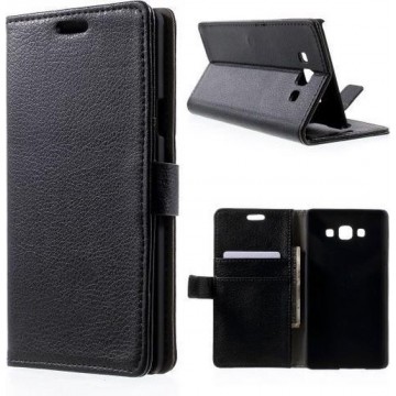 Litchi wallet hoesje Samsung Galaxy Core i8260 i8262 zwart