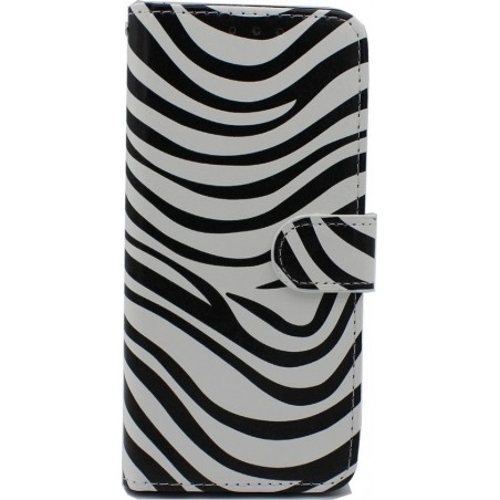 Samsung Galaxy S6 Hoesje met Print - Portemonnee Book Case - Kaarthouder & Magneetlipje - Zebra