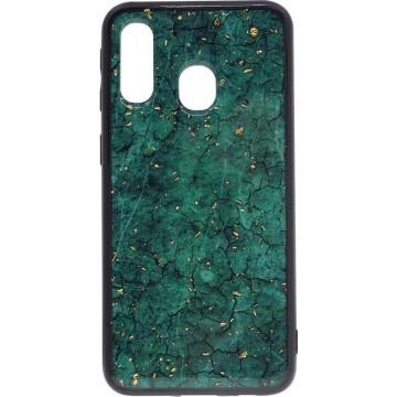 Shop4 - Samsung Galaxy A40 Hoesje - Zachte Back Case Mineralen Groen
