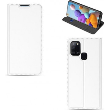 Bookcase Samsung Galaxy A21s Hoesje Wit met Pashouder