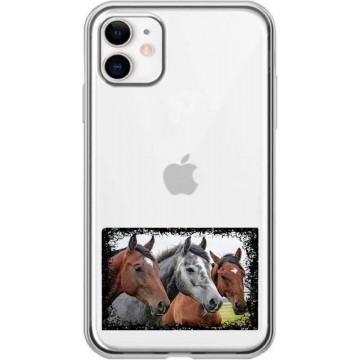 Siliconen telefoonhoesje Apple Iphone 11 transparant 3 paarden foto