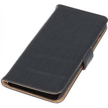 Croco Bookstyle Wallet Case Hoes voor BlackBerry Z30 Zwart