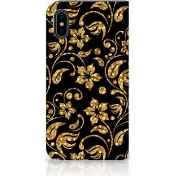 Hoesje iPhone Xs | X 10 Design Gouden Bloemen