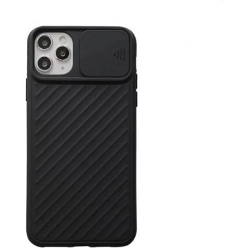 iPhone 12 Hoesje - iphone 12 Pro Hoesje Siliconen - 6.1 inch - Back Cover Case met Camera Slider Zwart