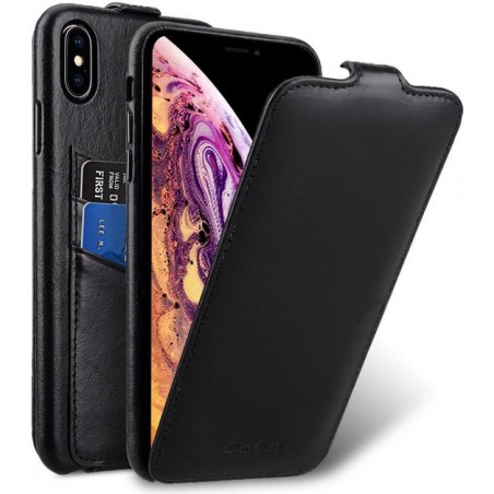 Melkco Elite Apple iPhone XS Max Flip Case Echt Leer Zwart