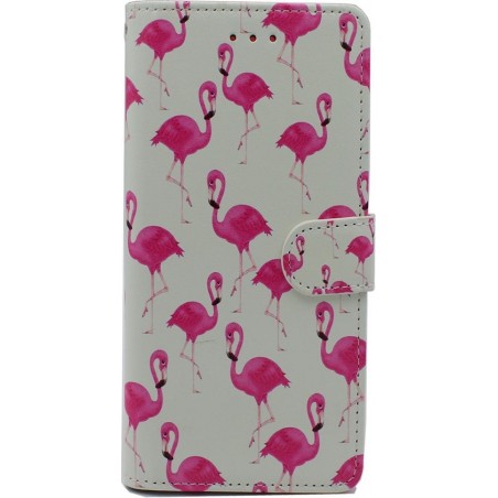 Samsung Galaxy J7 2017 Hoesje met Print - Portemonnee Book Case - Kaarthouder & Magneetlipje - Flamingo