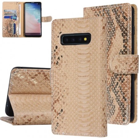 UNIQ Accessory Galaxy S10 Plus Slangenleer Booktype hoesje - Goud (S10 Plus)