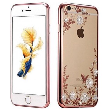 Xssive Flexibele TPU Case met witte bloemetjes Apple iPhone 7 /iPhone 8 / iPhone SE (2020) - Back Cover - TPU - Roze Rand