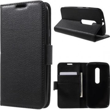 Litchi Cover wallet case hoesje Motorola Moto X Force zwart