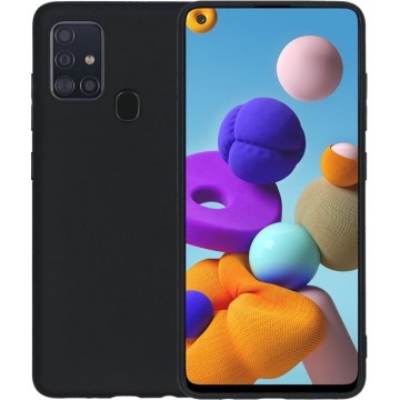 Samsung Galaxy A21s Hoesje Siliconen Case Hoes Back Cover - Zwart