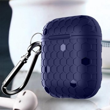 By Qubix - AirPods 1/2 hoesje Hexagon TPU soft serie - blauw - AirPods hoesjes