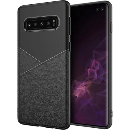 Luxe Shockproof Back Cover voor Samsung Galaxy S10 - Hoogwaardig Soft TPU Hoesje - Ultra Slim Case - Zwart