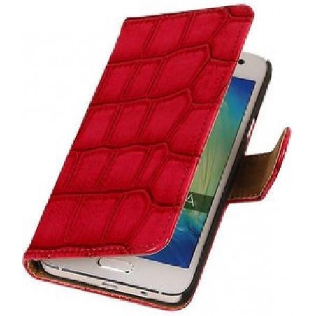 Glans Krokodil Bookstyle Hoes voor Galaxy A5 Rood