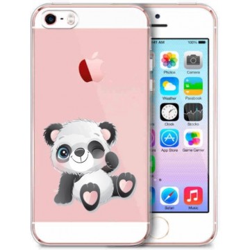 Apple Iphone 5 / 5S / SE Transparant siliconen hoesje Panda met een knipoog